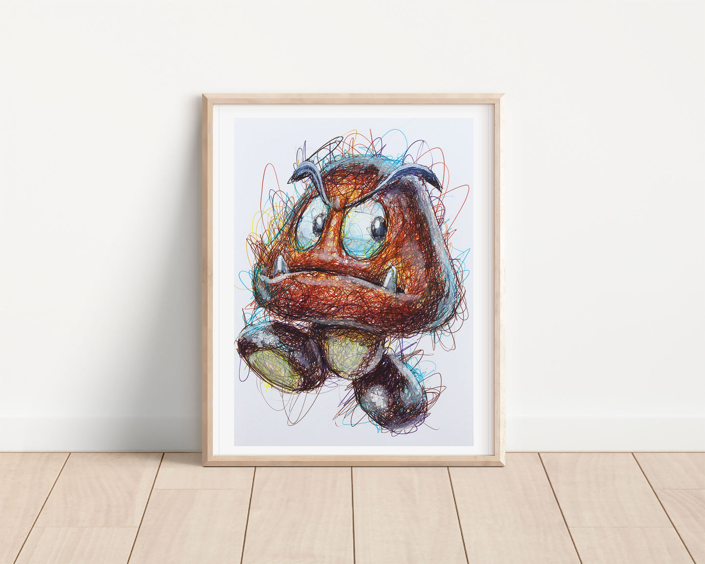 Goomba Ballpoint Pen Scribble Art Print