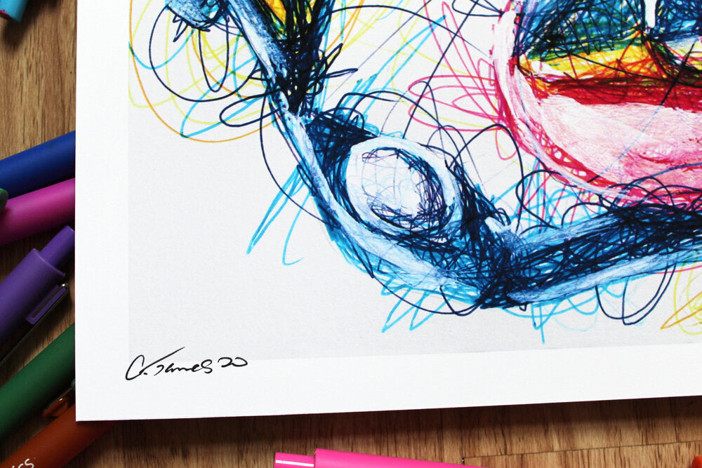 Greninja Ballpoint Pen Scribble Art Print-Cody James by Cody