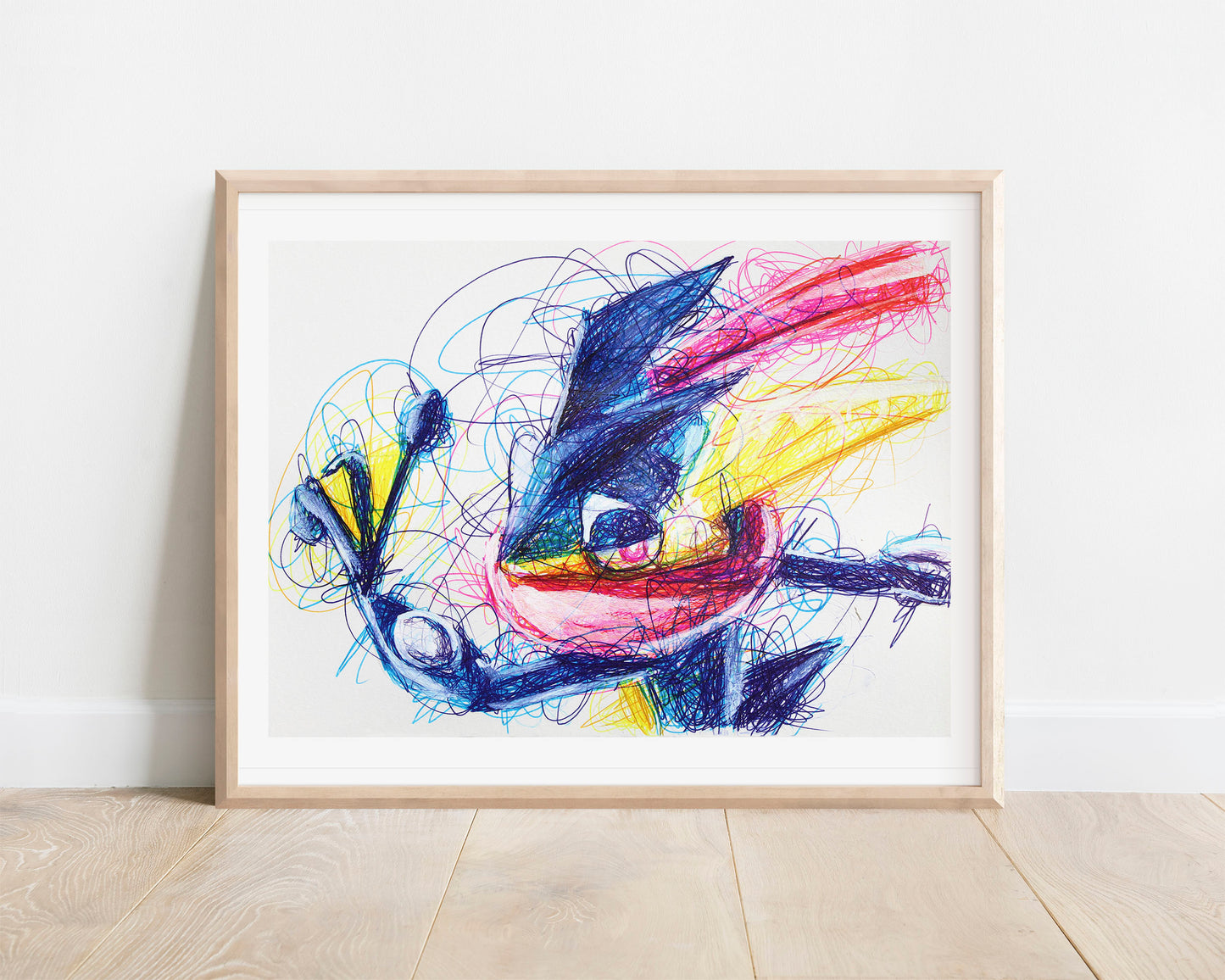 Greninja Ballpoint Pen Scribble Art Print