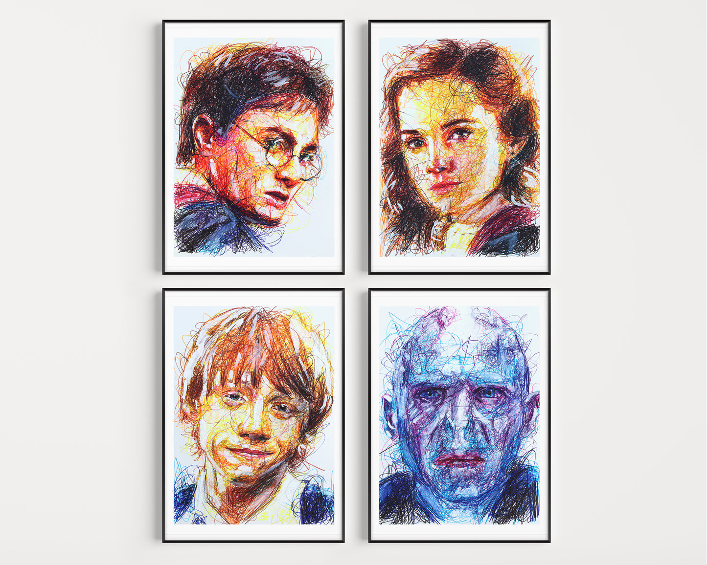 Harry Potter Complete Ballpoint Pen Scribble Art Print Set