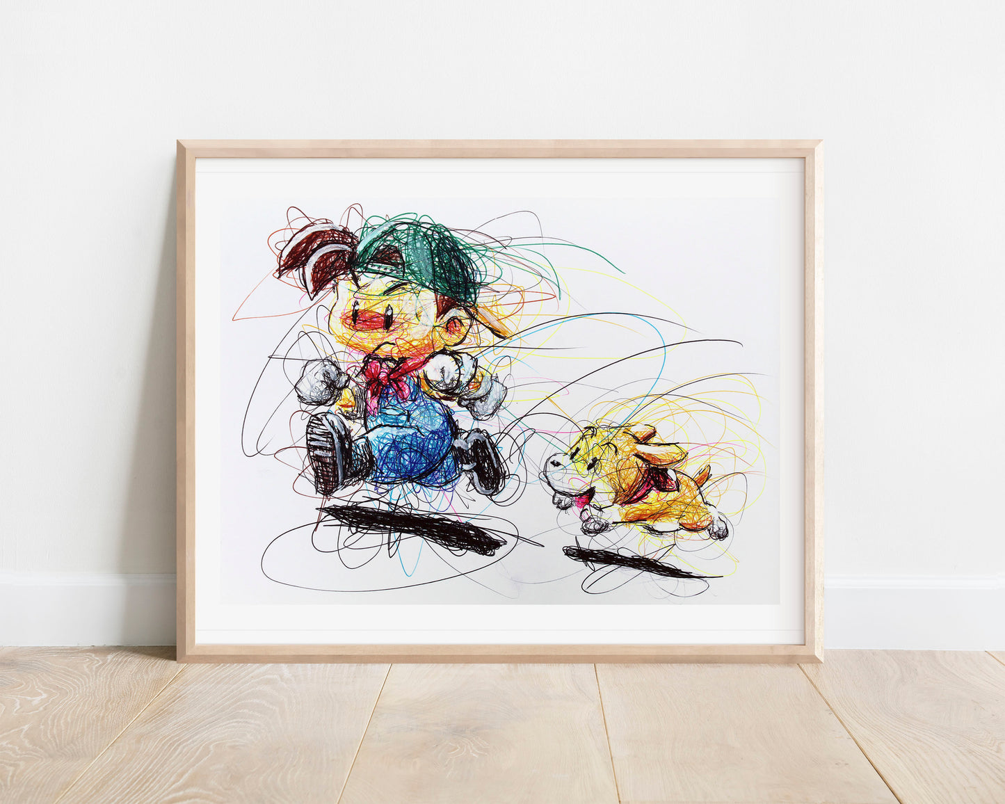 Harvest Moon Ballpoint Pen Scribble Art Print