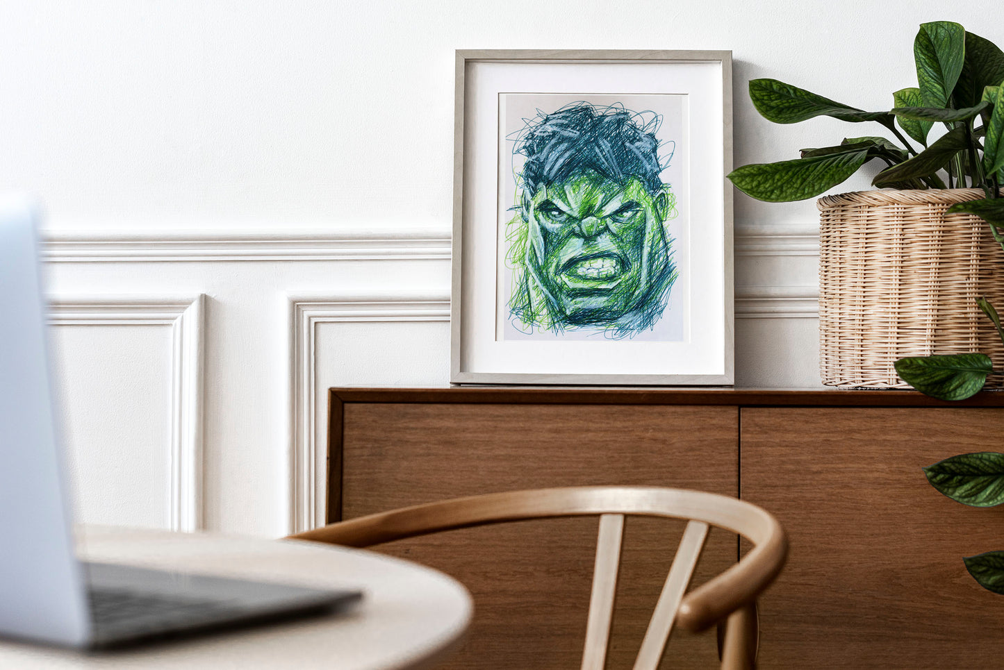 Hulk Ballpoint Pen Scribble Art Print