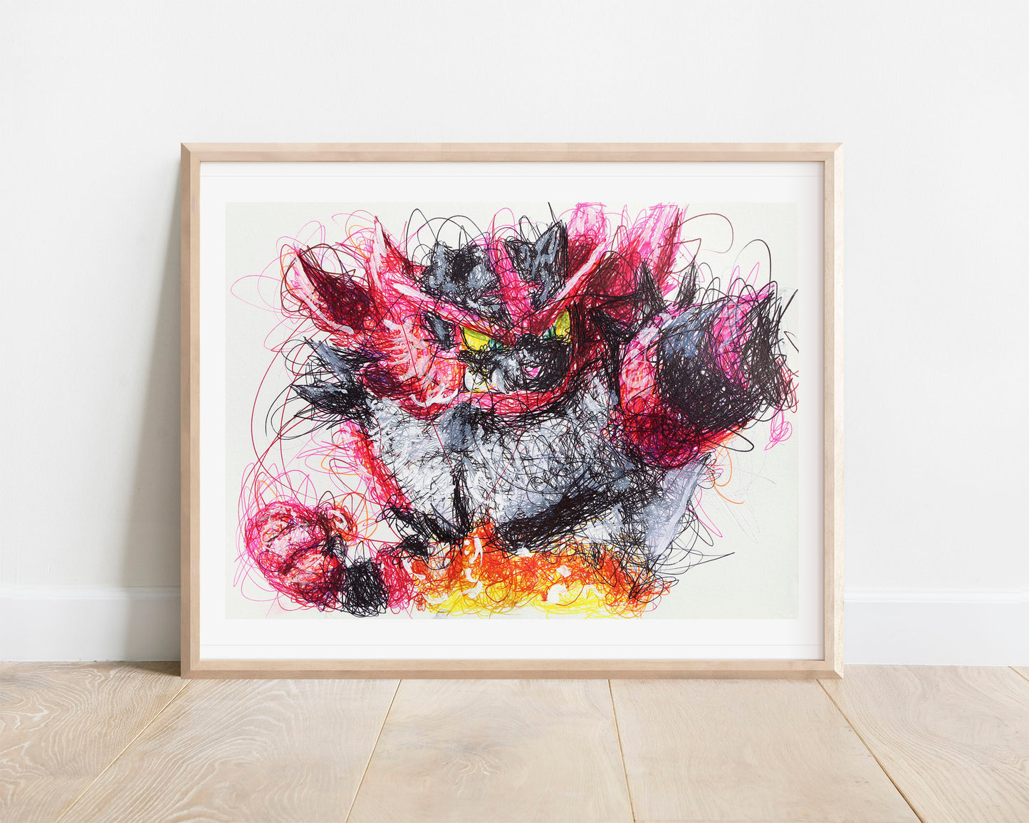 Incineroar Ballpoint Pen Scribble Art Print