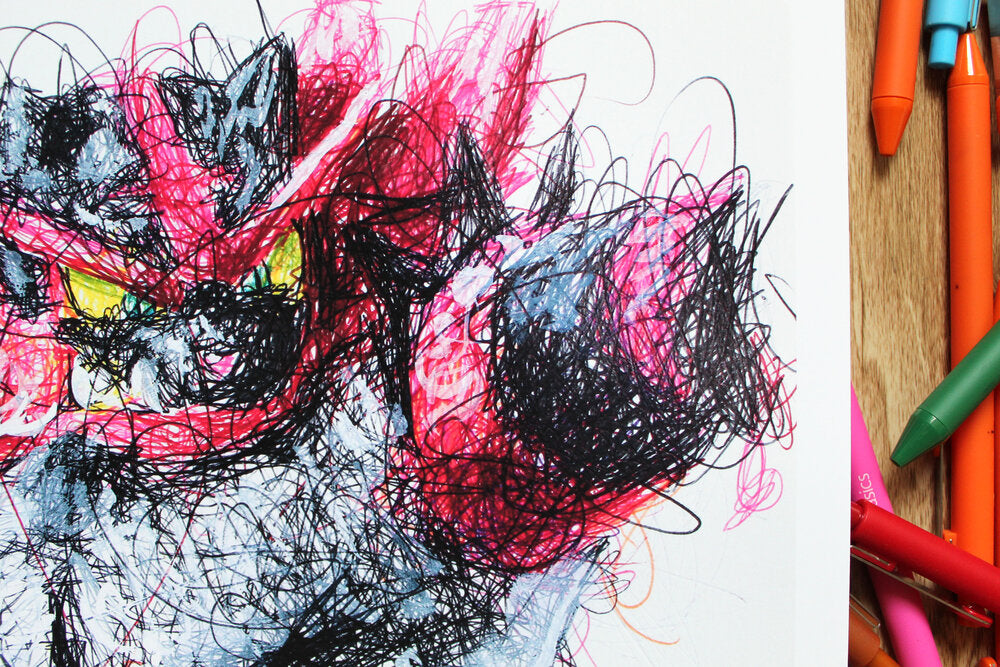 Incineroar Ballpoint Pen Scribble Art Print-Cody James by Cody