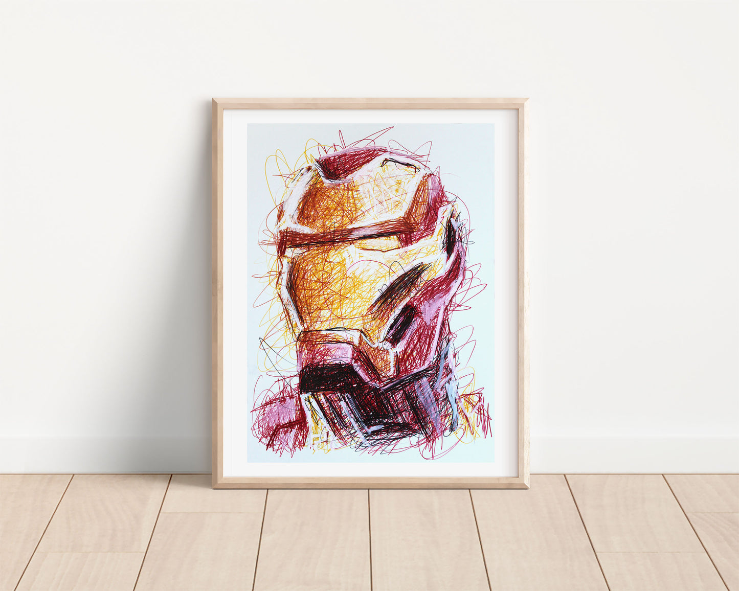 Iron Man Ballpoint Pen Scribble Art Print