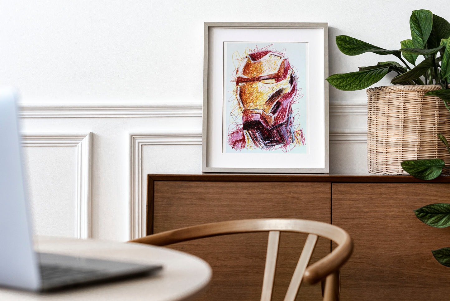 Iron Man Ballpoint Pen Scribble Art Print