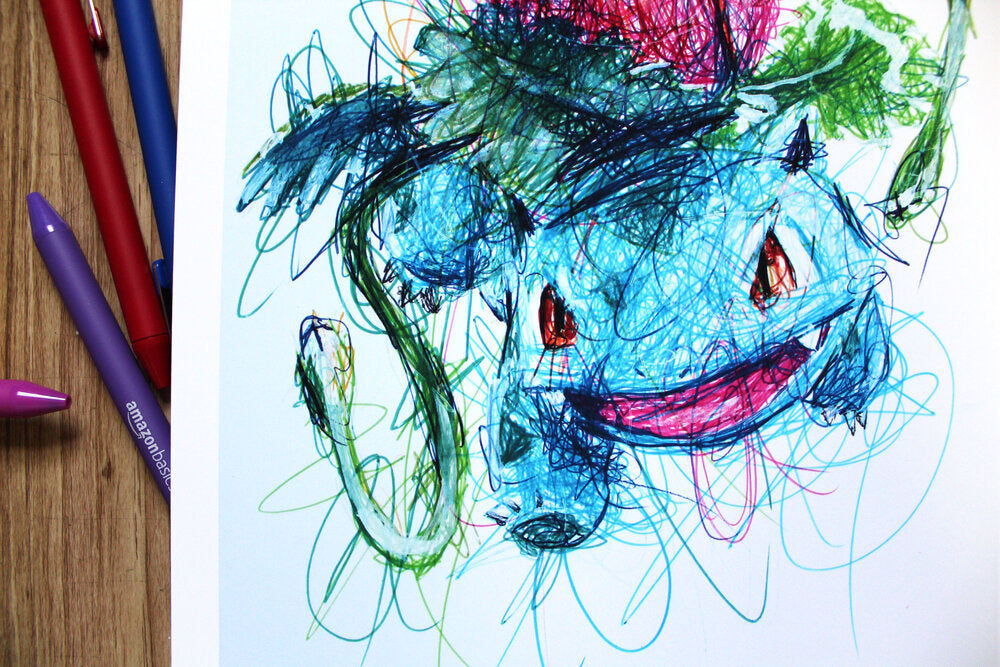 Ivysaur Ballpoint Pen Scribble Art Print-Cody James by Cody