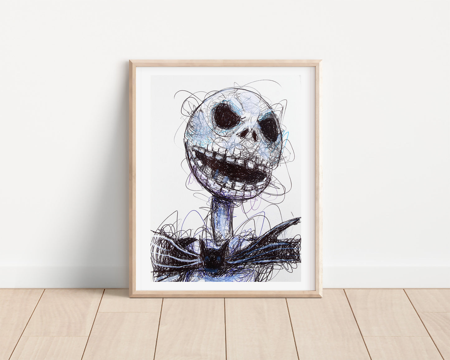 Jack Skellington Ballpoint Pen Scribble Art Print