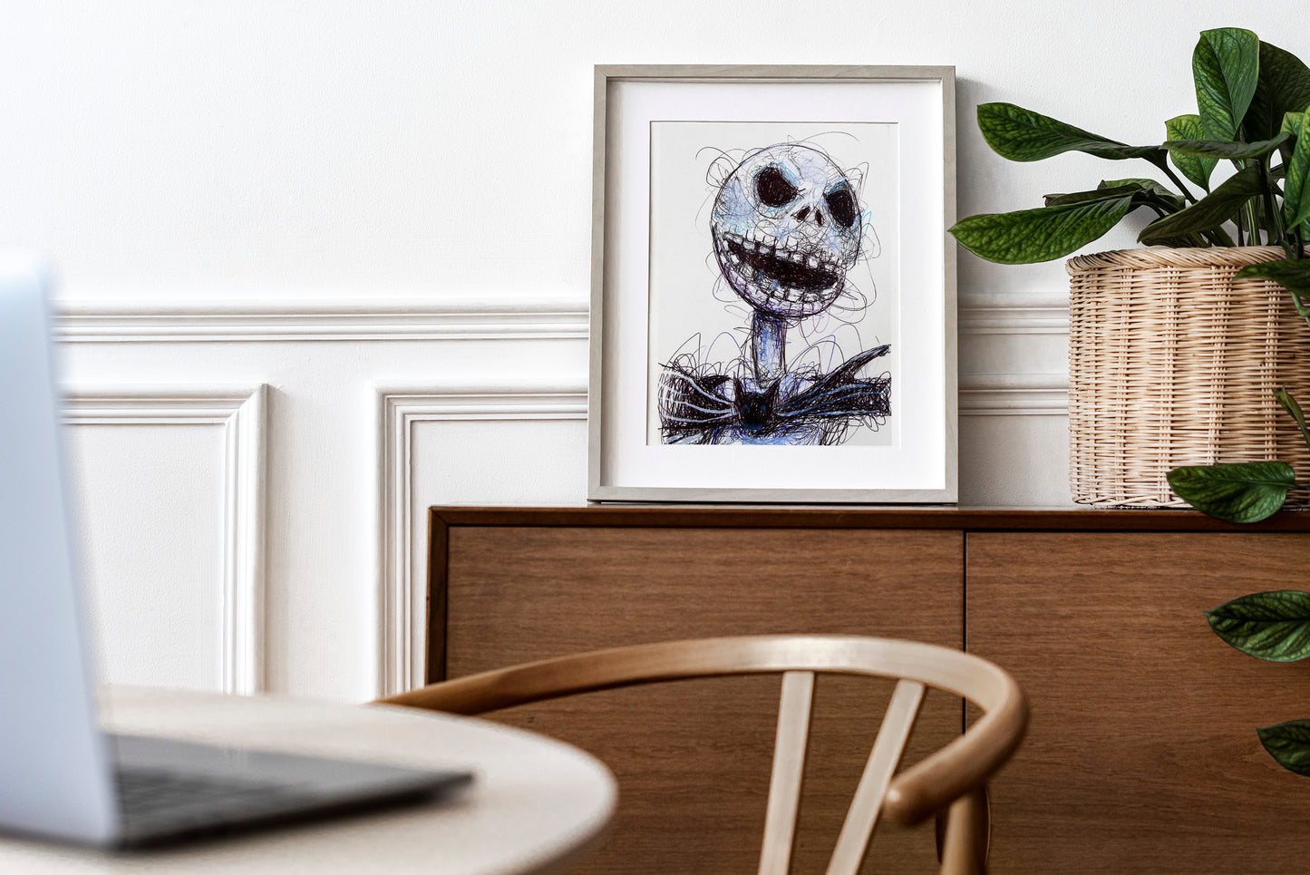 Jack Skellington Ballpoint Pen Scribble Art Print