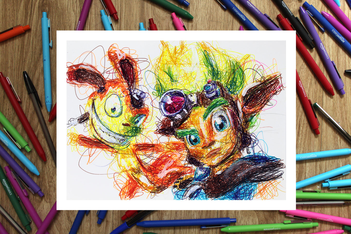 Jak and Daxter Ballpoint Pen Scribble Art Print