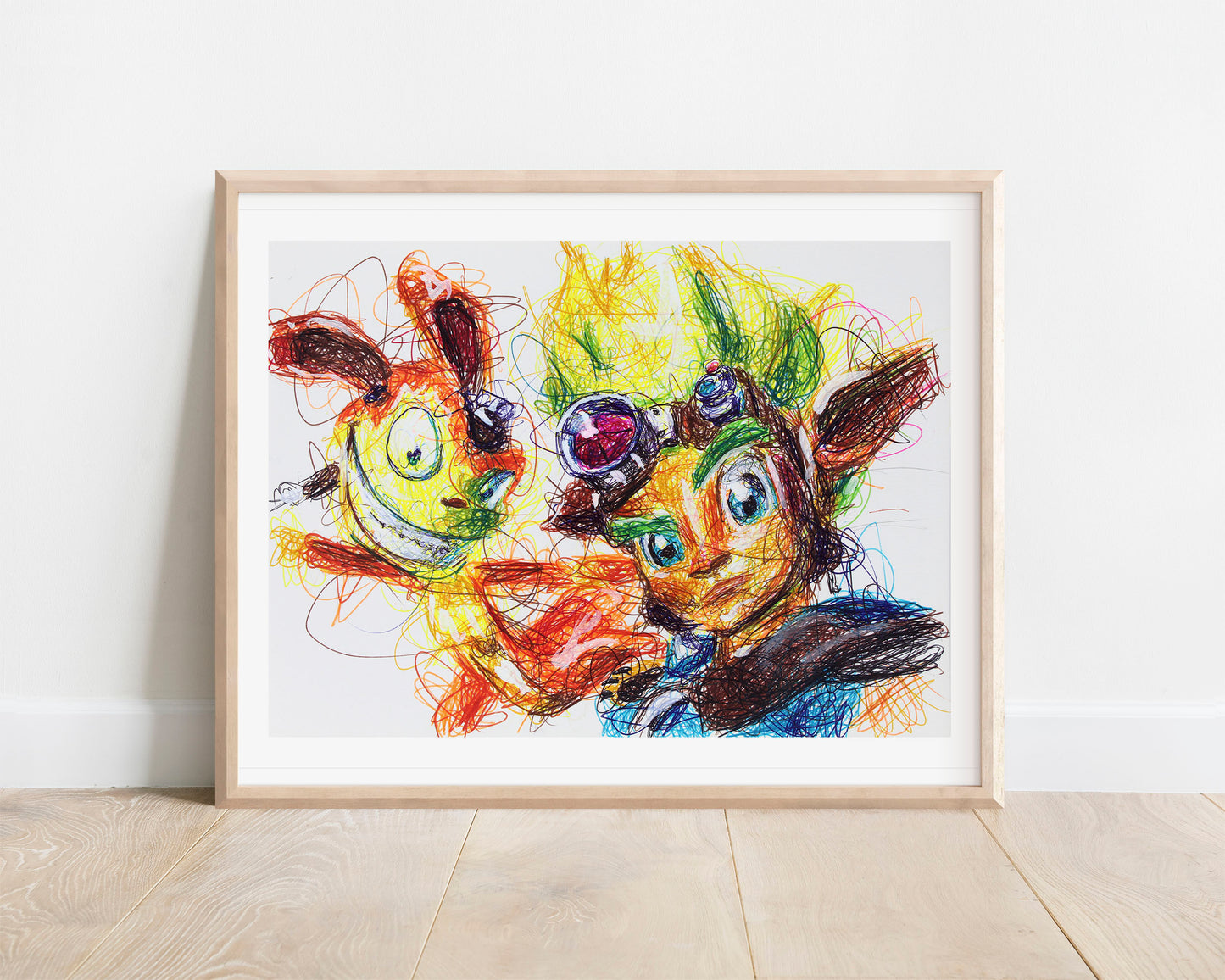 Jak and Daxter Ballpoint Pen Scribble Art Print