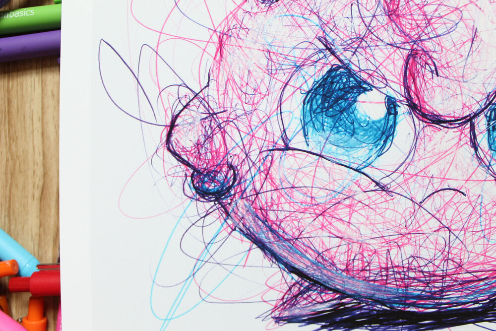Jiggly Puff Ballpoint Pen Scribble Art Print-Cody James by Cody