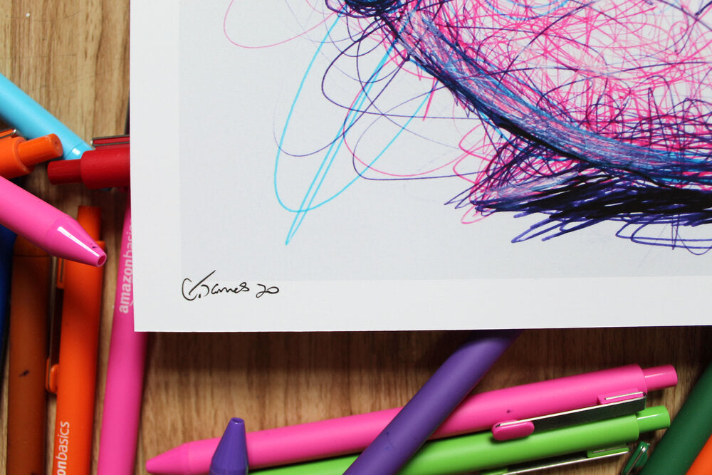 Jiggly Puff Ballpoint Pen Scribble Art Print-Cody James by Cody