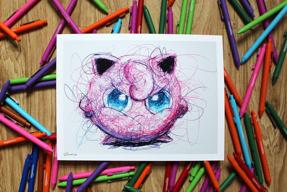 Jiggly Puff Ballpoint Pen Scribble Art Print-Cody James by Cody