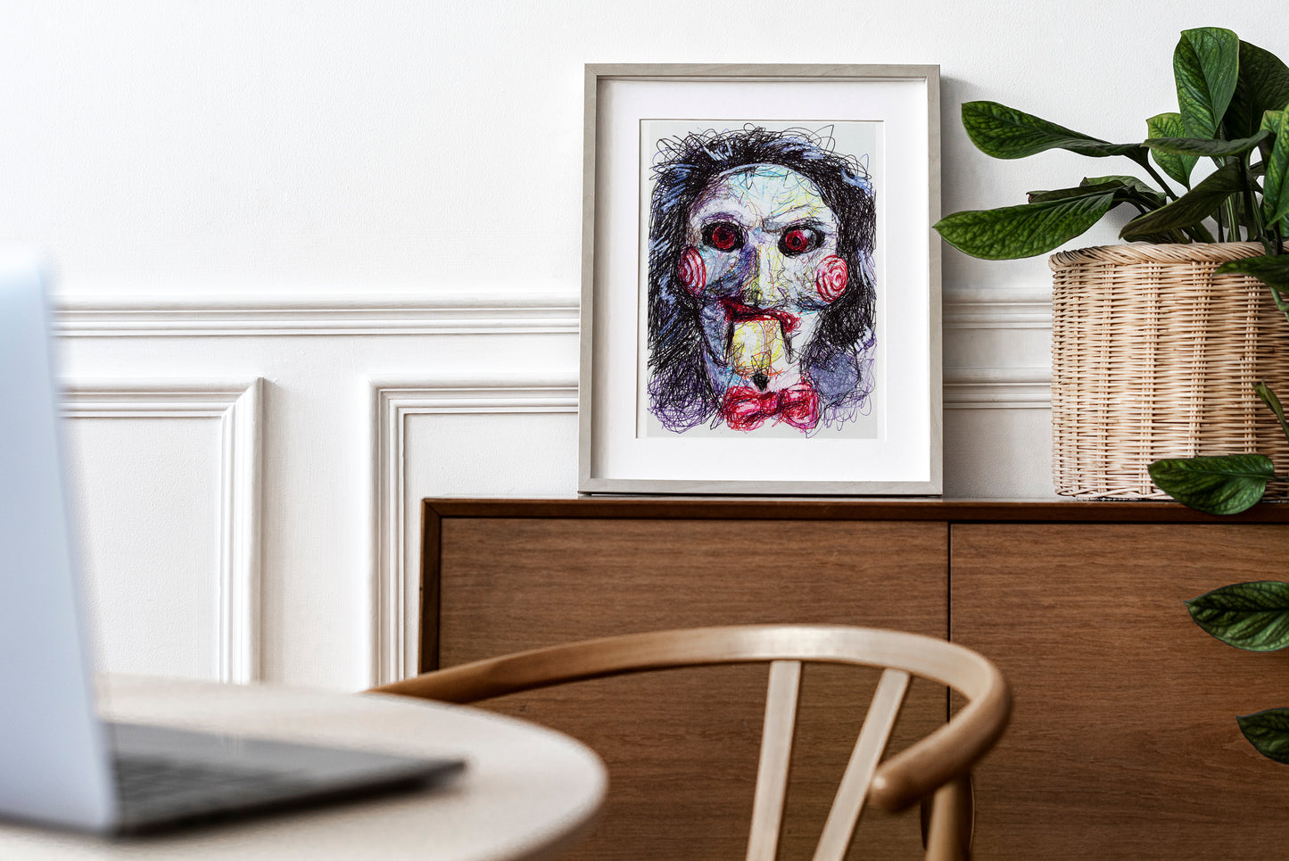 Jigsaw Ballpoint Pen Scribble Art Print