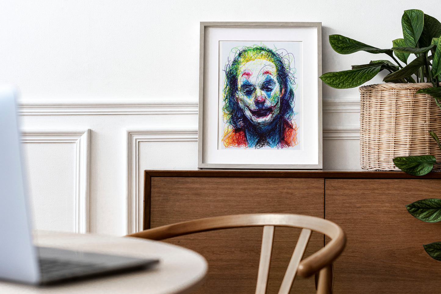 Joaquin Phoenix Joker Ballpoint Pen Scribble Art Print