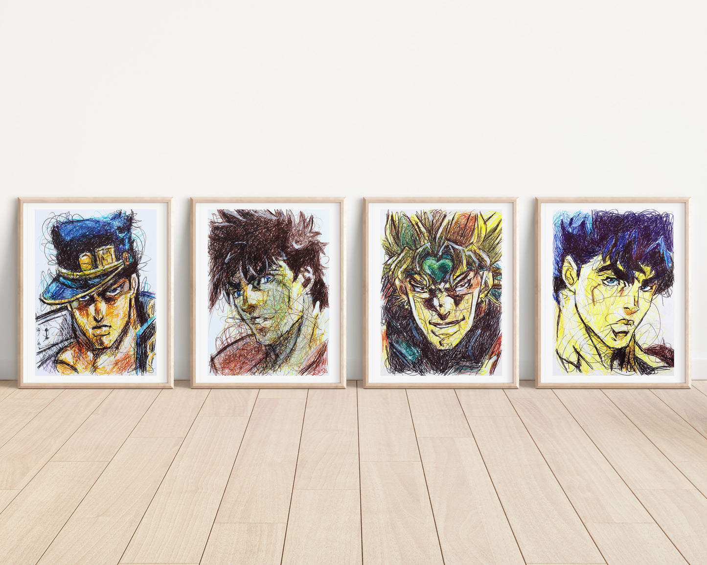 Jojo's bizarre Adventure Ballpoint Pen Scribble Art Print Set