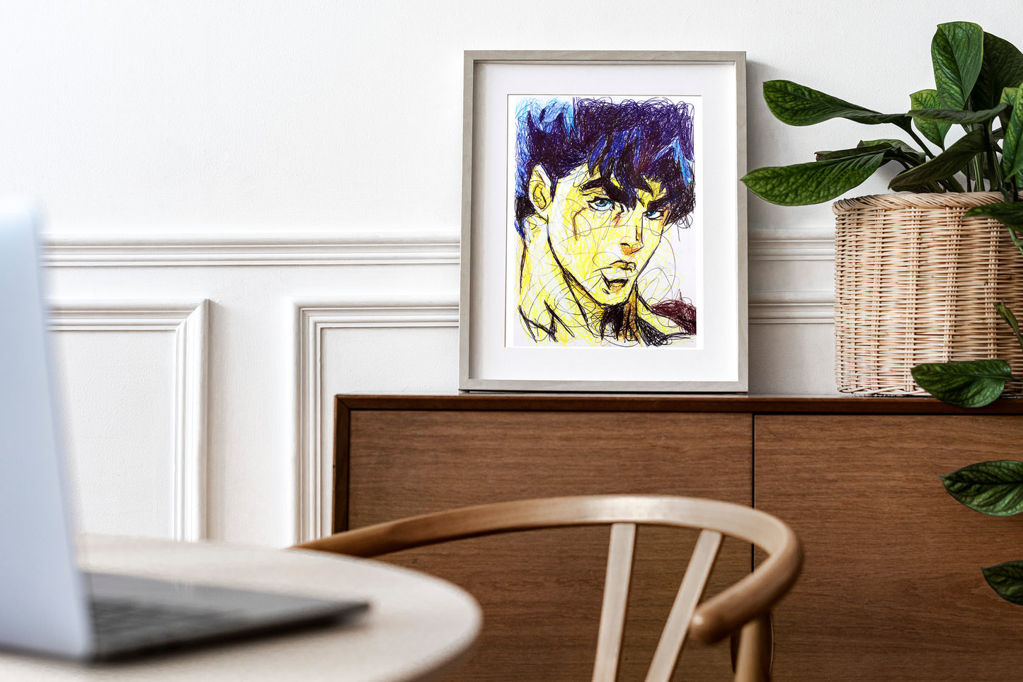 Jonathan Joestar Ballpoint Pen Scribble Art Print