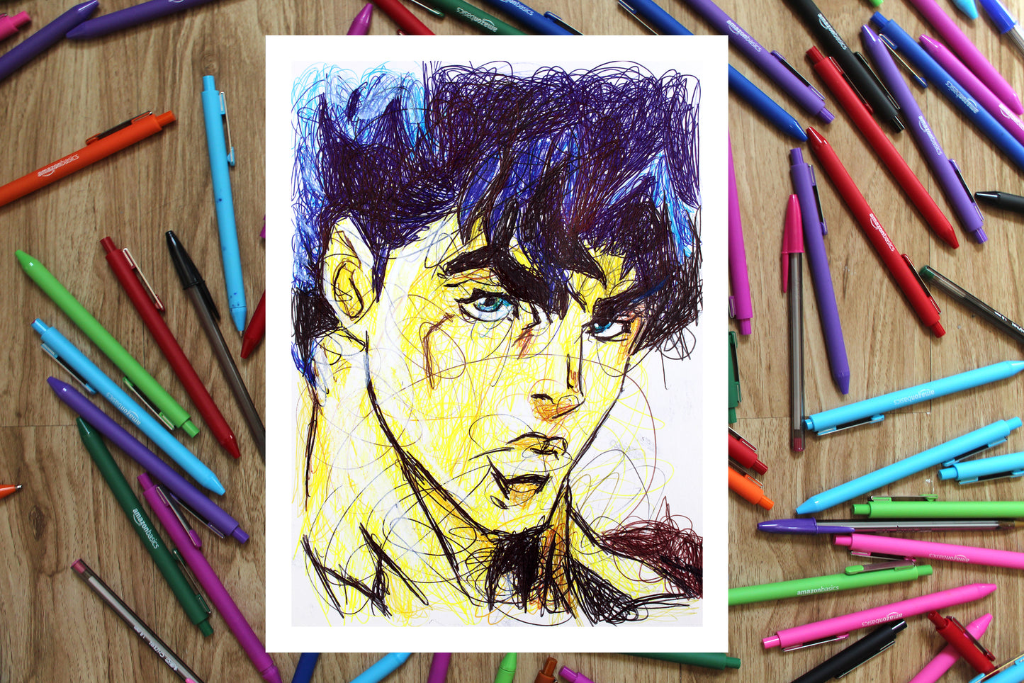 Jonathan Joestar Ballpoint Pen Scribble Art Print-Cody James by Cody