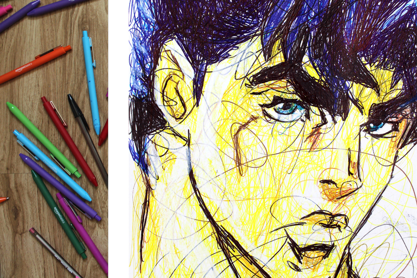 Jonathan Joestar Ballpoint Pen Scribble Art Print-Cody James by Cody