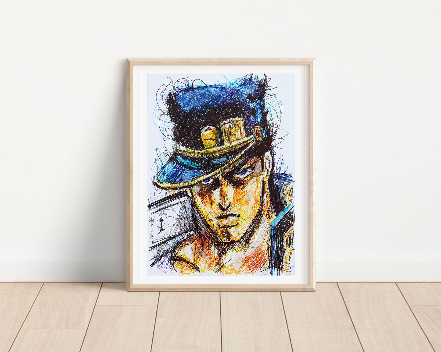 Jotaro Kujo Ballpoint Pen Scribble Art Print