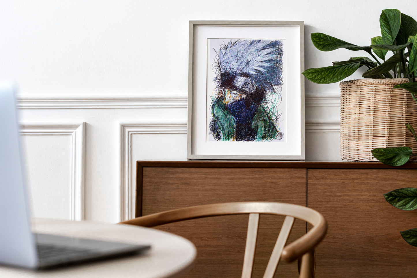 Kakashi Ballpoint Pen Scribble Art Print