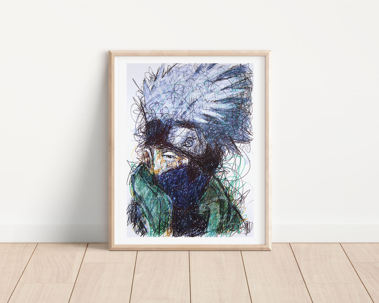 Kakashi Ballpoint Pen Scribble Art Print