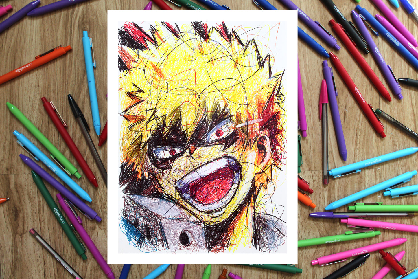 Katsuki Bakugou Ballpoint Pen Scribble Art Print-Cody James by Cody