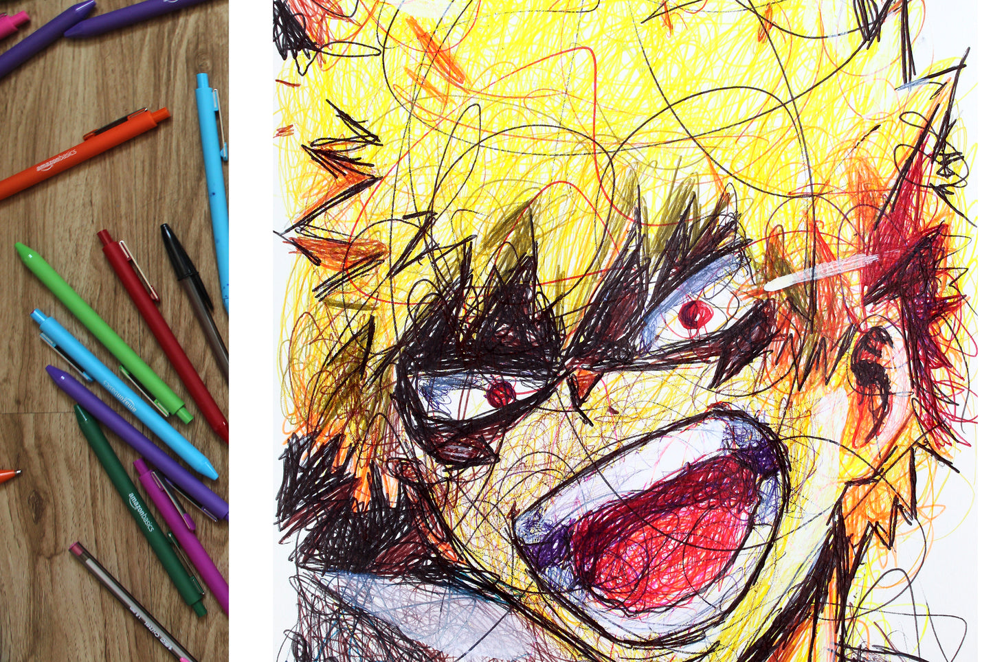 Katsuki Bakugou Ballpoint Pen Scribble Art Print-Cody James by Cody