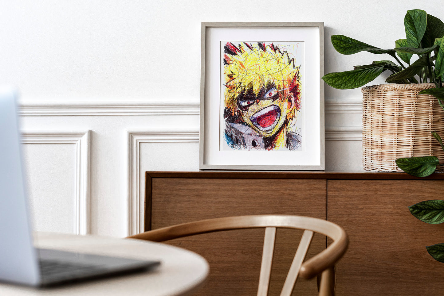 Katsuki Bakugou Ballpoint Pen Scribble Art Print