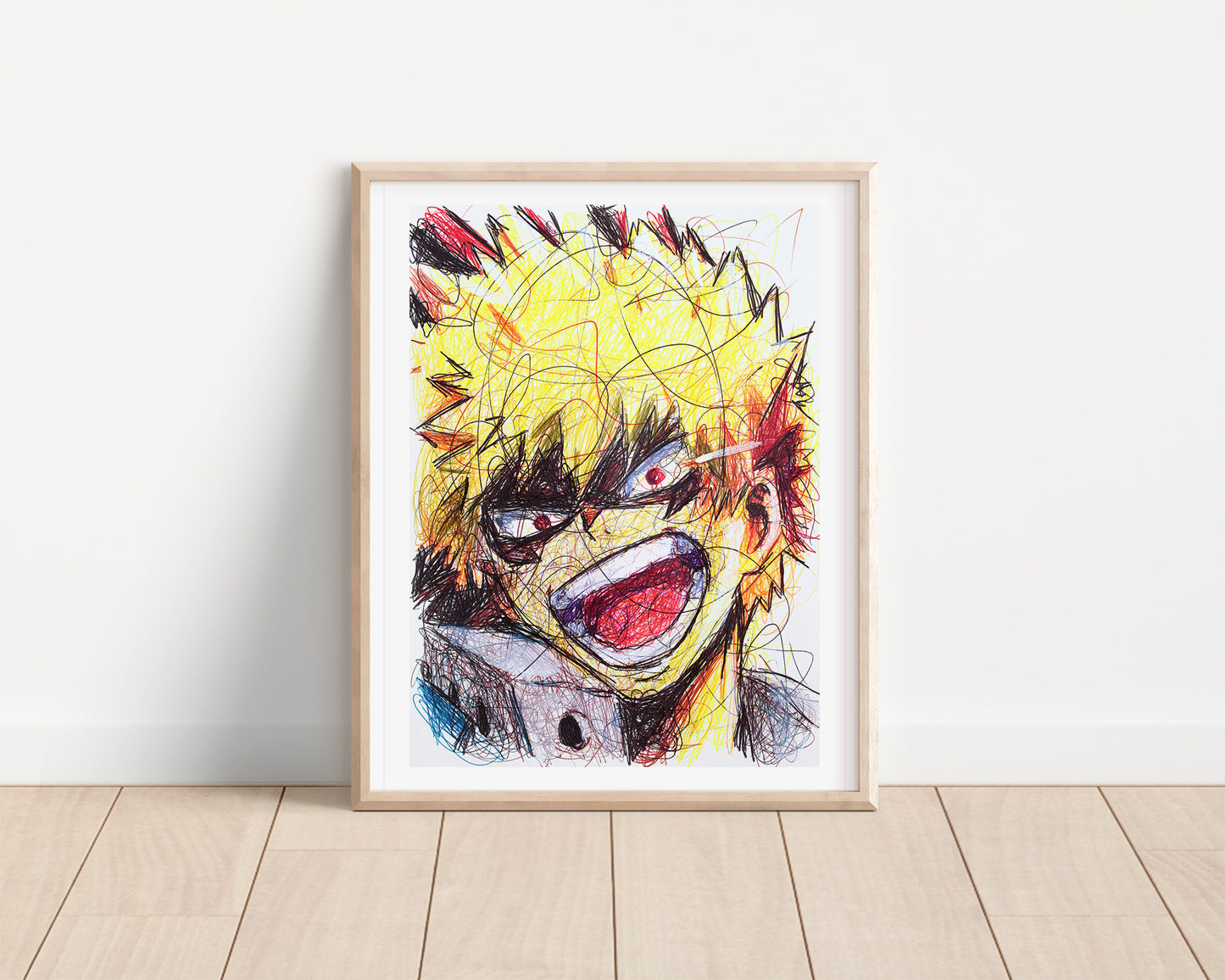 Katsuki Bakugou Ballpoint Pen Scribble Art Print