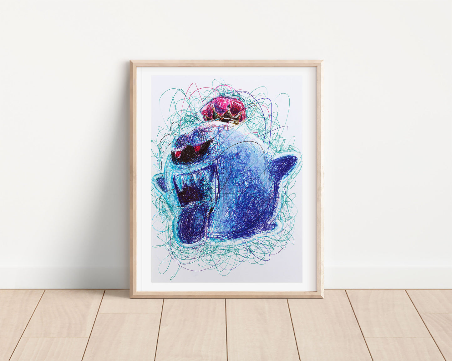 Luigi's Mansion King Boo Ballpoint Pen Scribble Art Print
