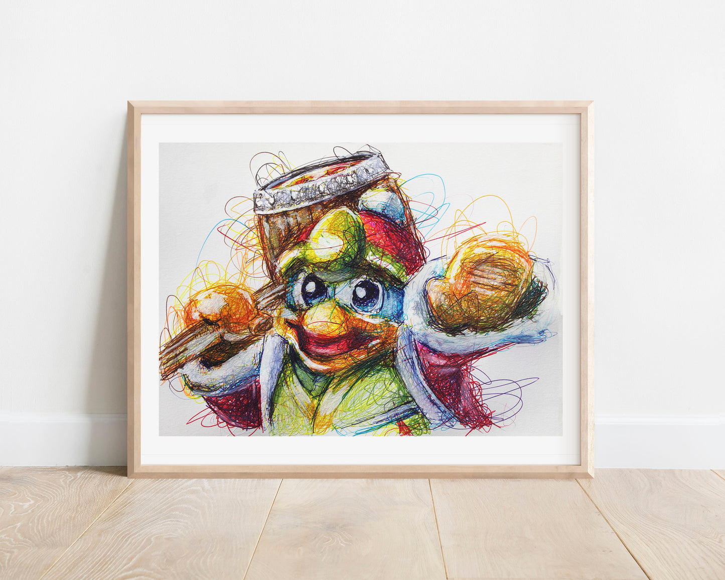King Dede Ballpoint Pen Scribble Art Print