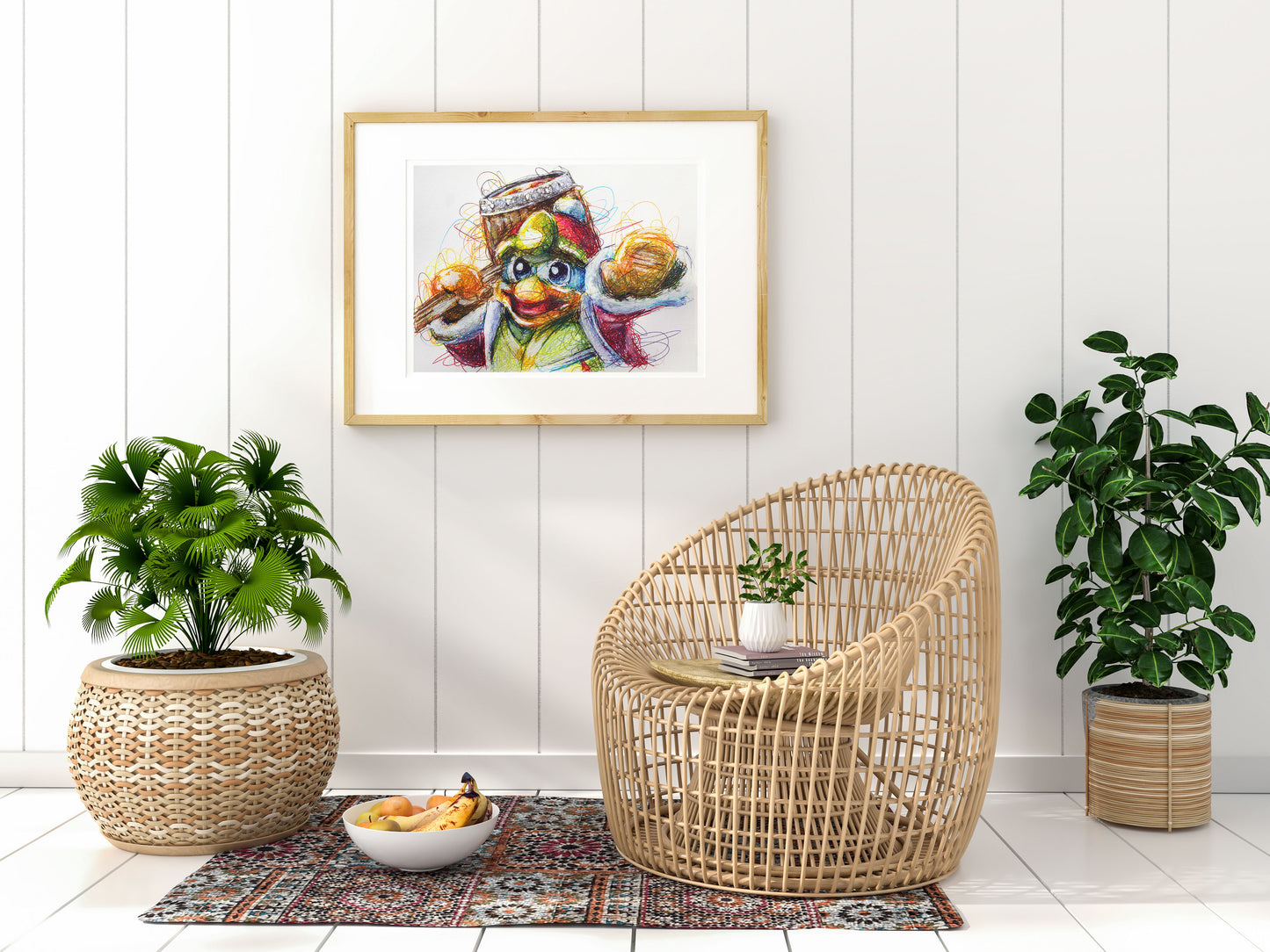King Dede Ballpoint Pen Scribble Art Print