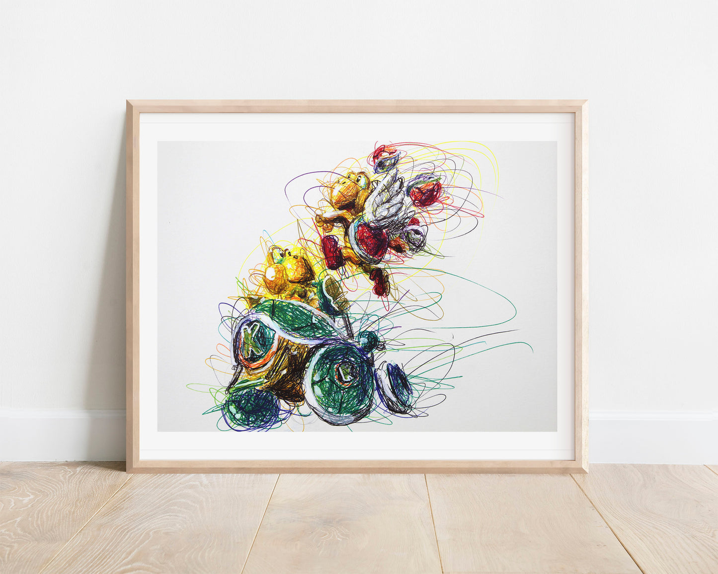 Koopa Kart Ballpoint Pen Scribble Art Print