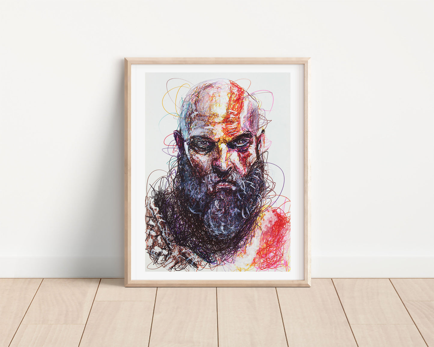 Kratos Ballpoint Pen Scribble Art Print