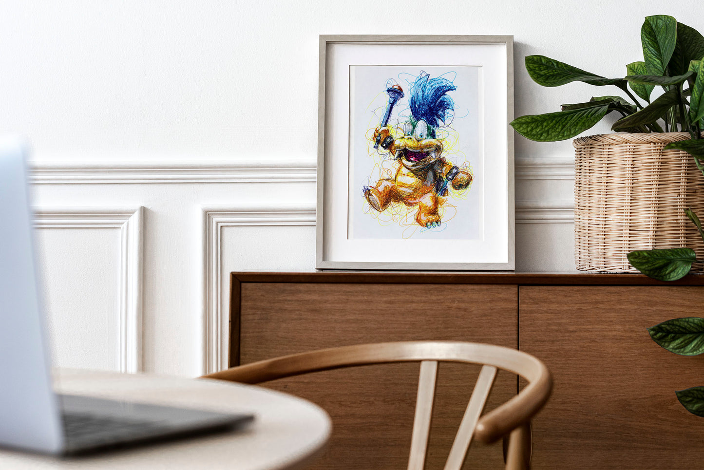 Larry Koopa Ballpoint Pen Scribble Art Print
