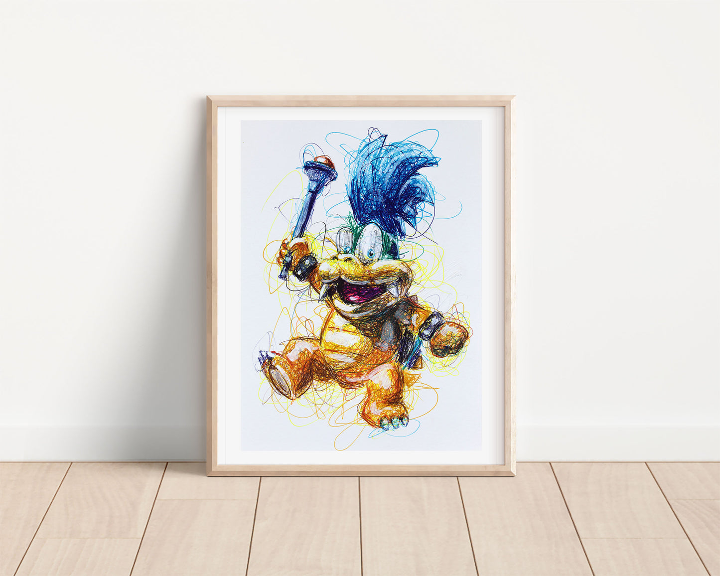 Larry Koopa Ballpoint Pen Scribble Art Print