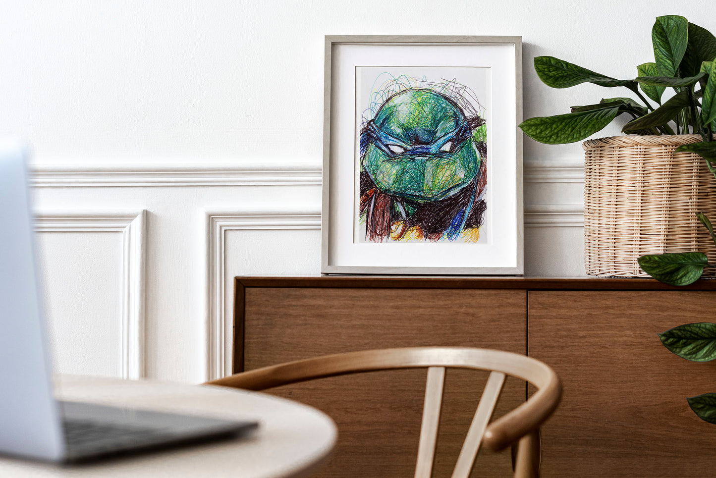 Leonardo Ballpoint Pen Scribble Art Print