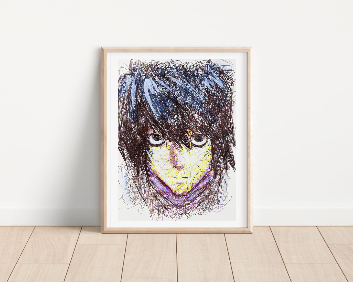 L Ballpoint Pen Scribble Art Print