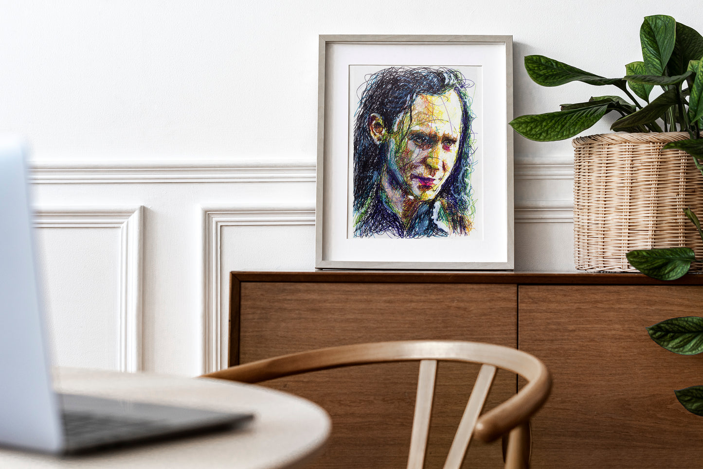 Loki Ballpoint Pen Scribble Art Print