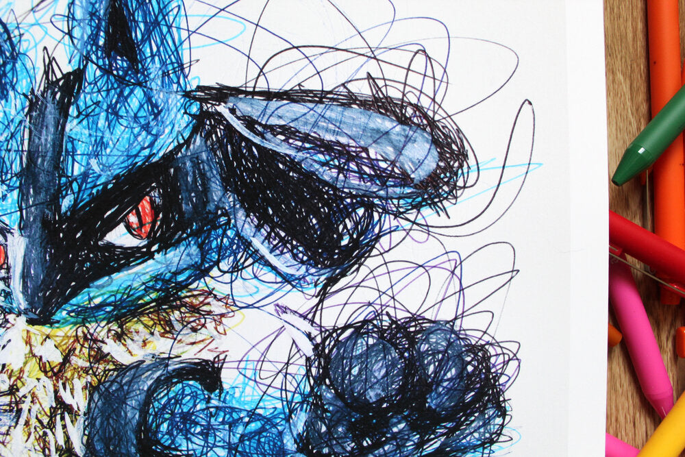 Lucario Ballpoint Pen Scribble Art Print-Cody James by Cody