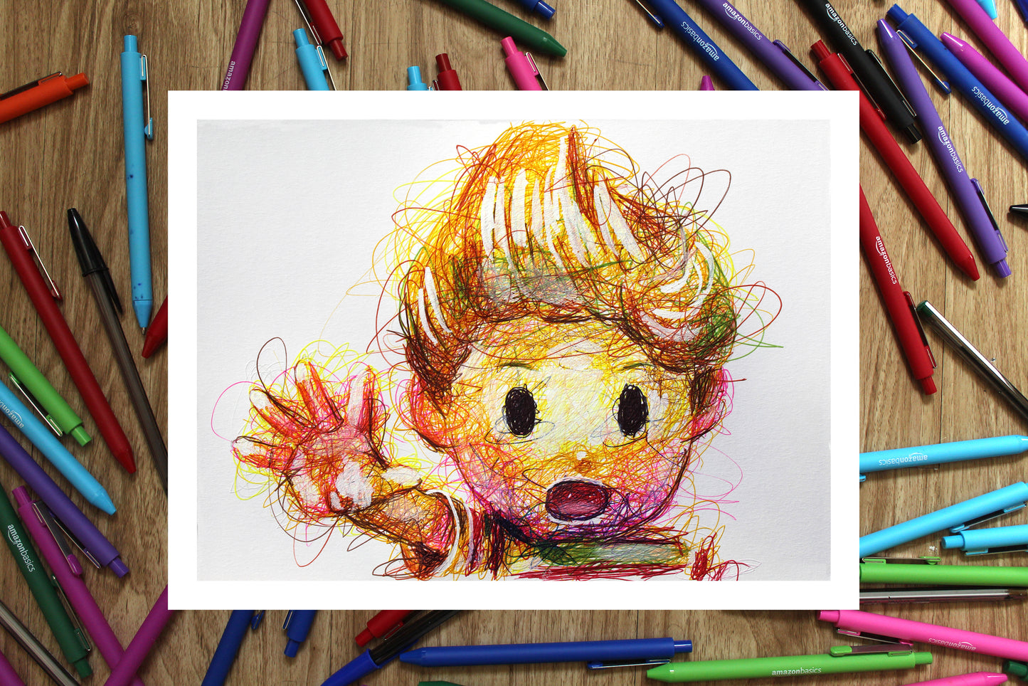 Lucas Ballpoint Pen Scribble Art Print