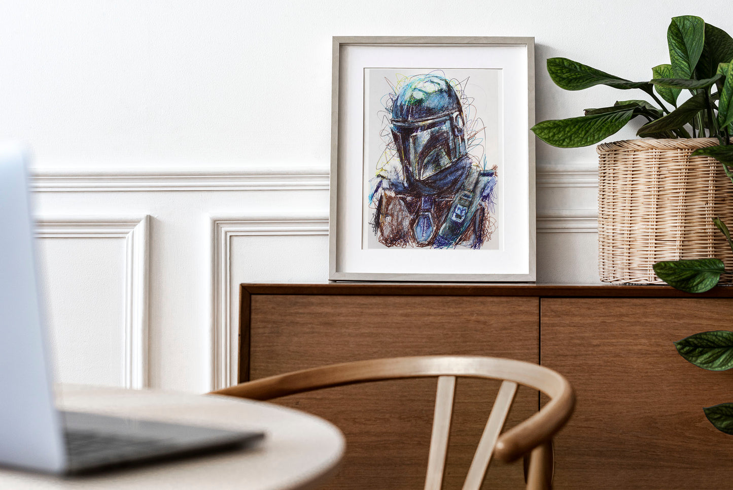Mando Ballpoint Pen Scribble Art Print