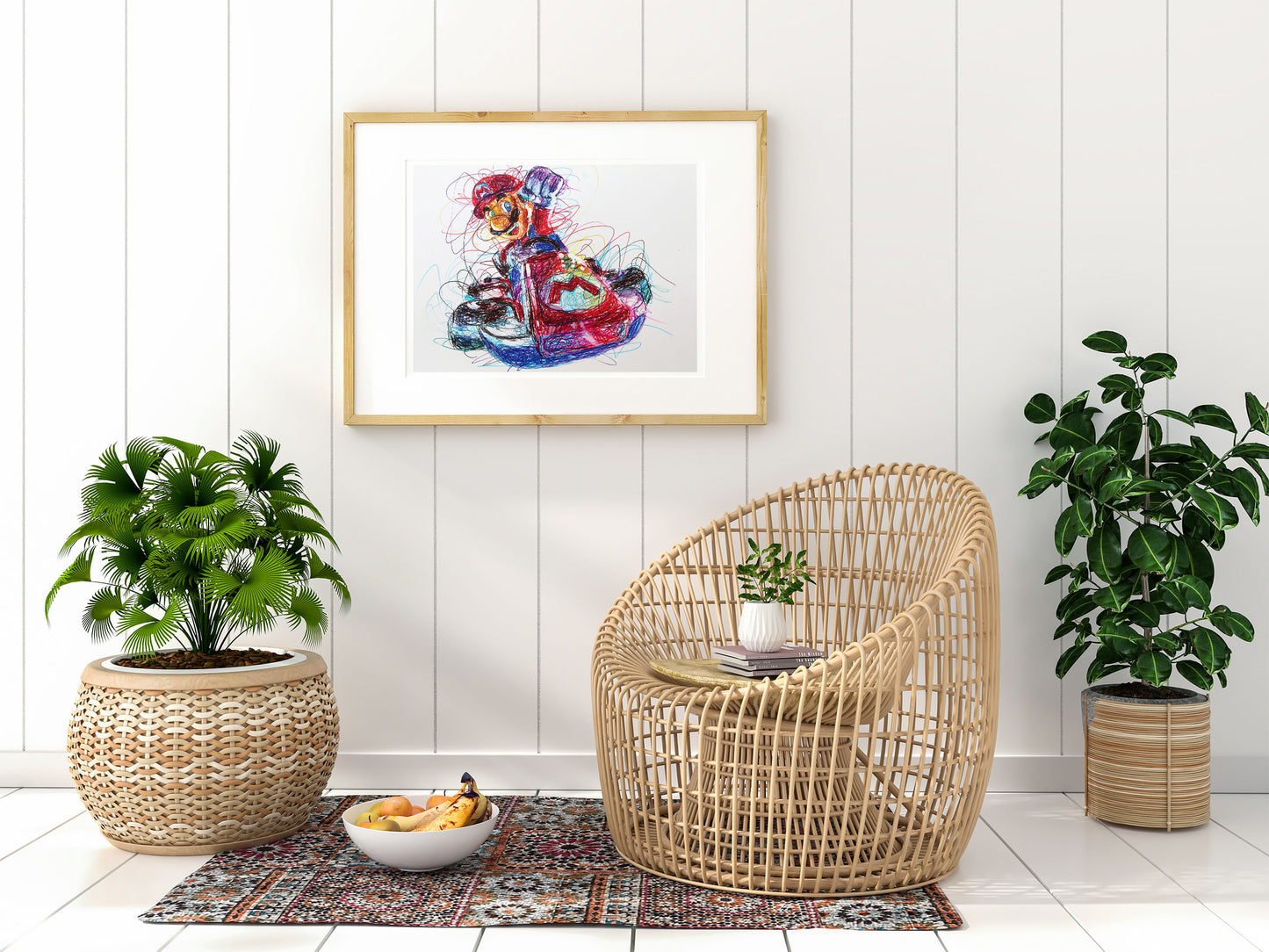 Mario Kart Ballpoint Pen Scribble Art Print