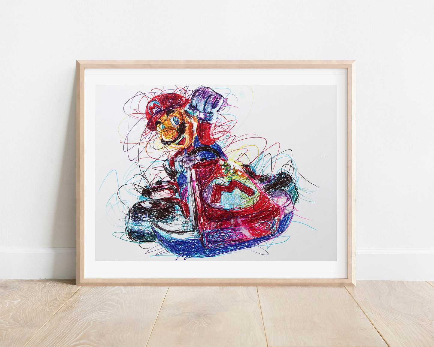 Mario Kart Ballpoint Pen Scribble Art Print