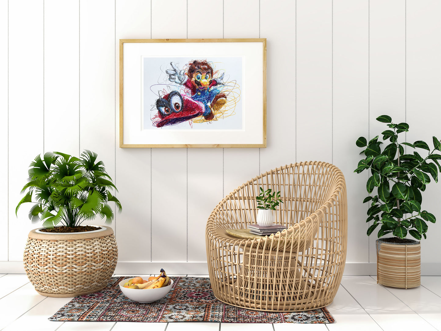 Mario Odyssey Ballpoint Pen Scribble Art Print