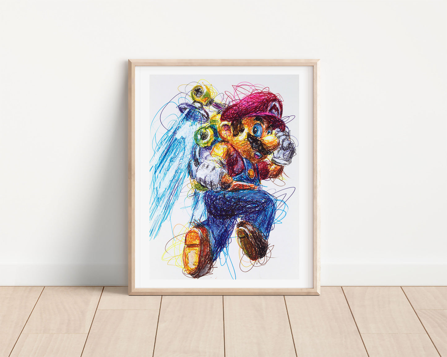 Super Mario Sunshine Ballpoint Pen Scribble Art Print