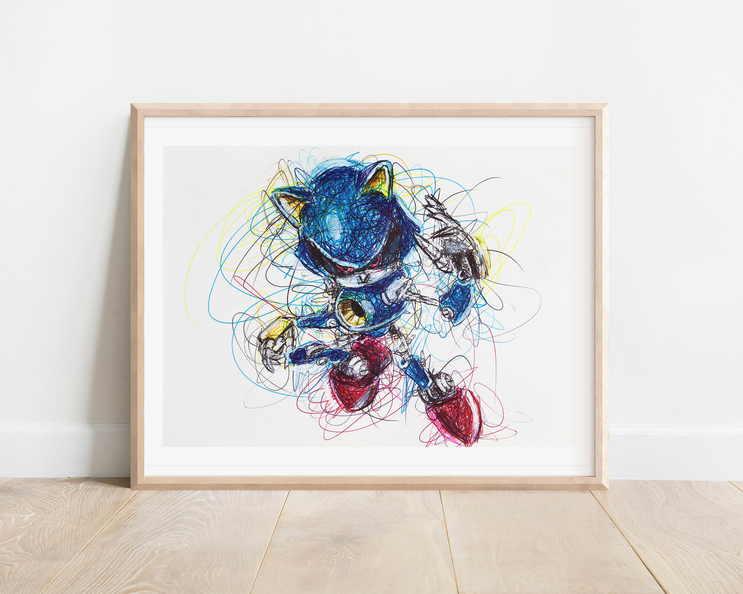 Metal Sonic Ballpoint Pen Scribble Art Print