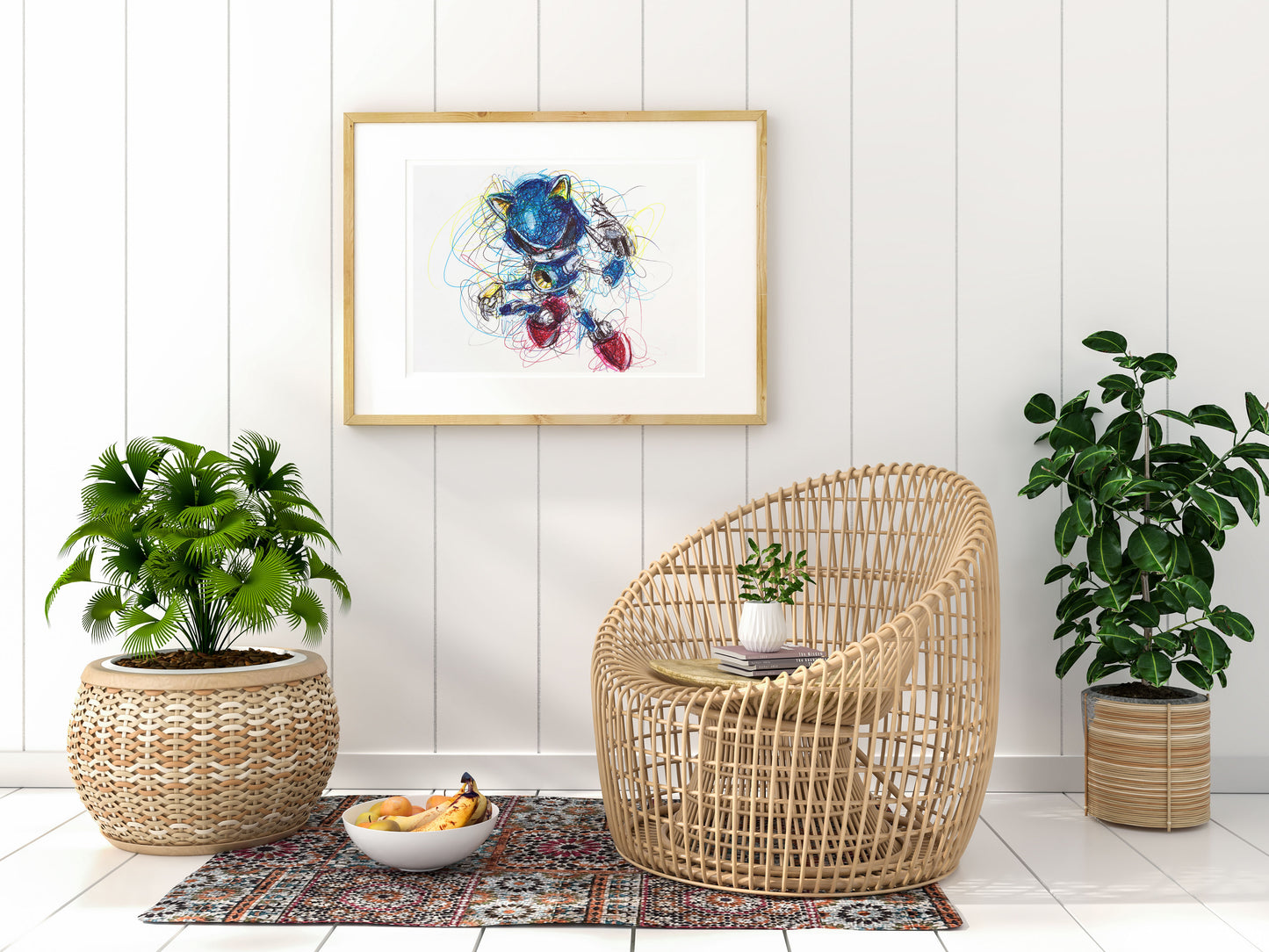 Metal Sonic Ballpoint Pen Scribble Art Print